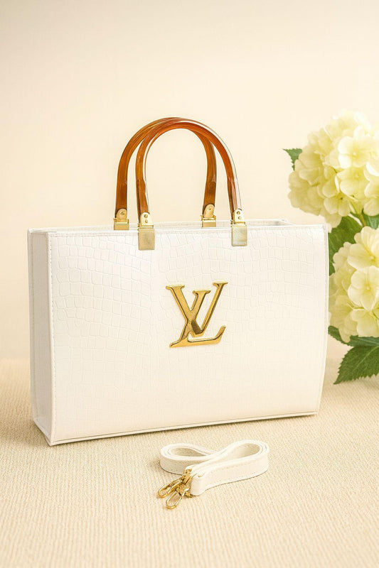 Premium LV Rexine Tote Bag for Women - Crocodile Textured Handbag- Urban Buy Mall
