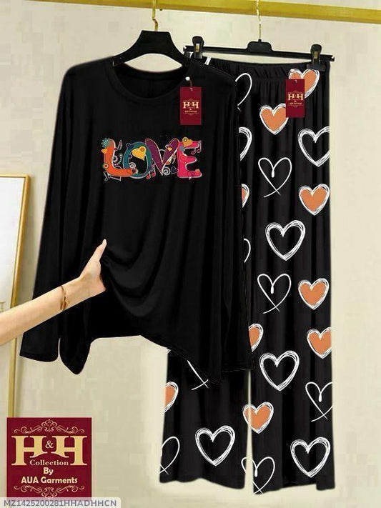 Women's Printed Night Suit 2-Piece - Urban Buy Mall | Comfortable Cotton Jersey Loungewear Pakistan | Soft Stitched Sleepwear Set for Women | Stylish Home Wear & Nightwear |