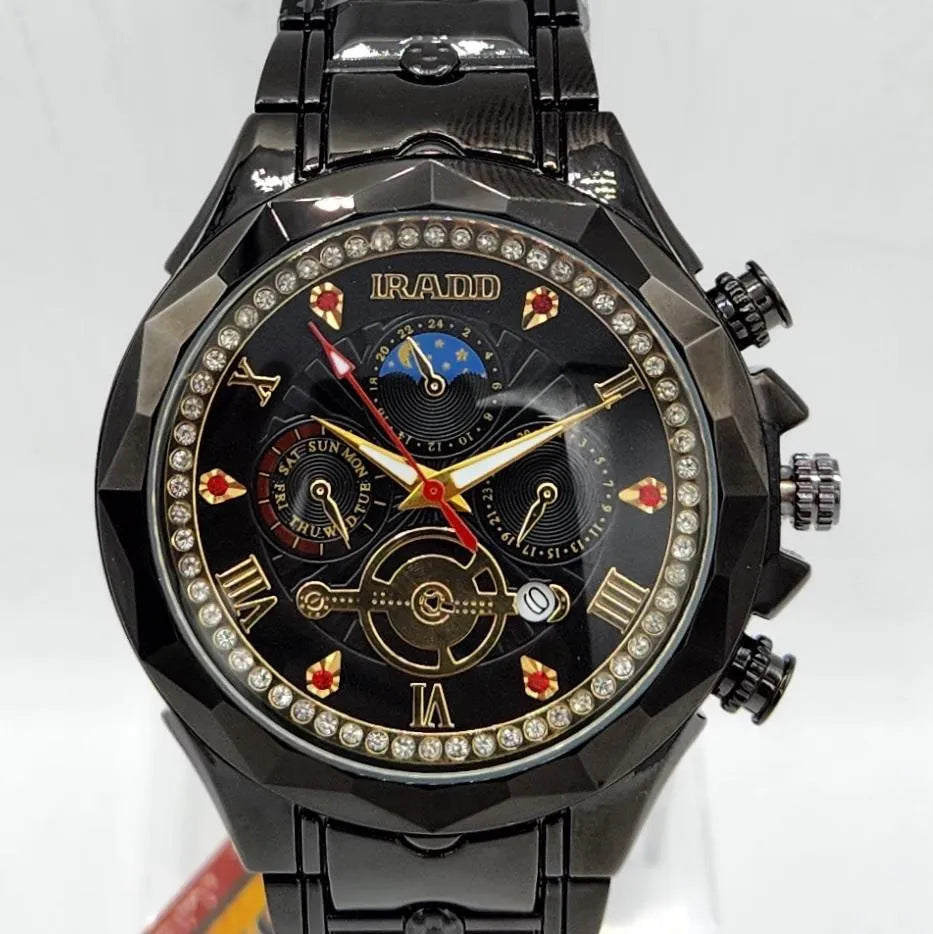 IRADD Men's Black Tone Multifunction Quartz Watch - Urban Buy Mall