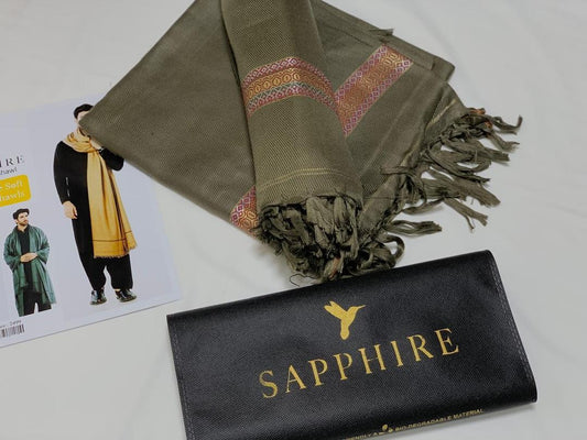 Men's Wool Shawl - Urban Buy Mall - 2.5 Gaz Green Plain Pattern Pakistan - Premium Wool Fabric Winter Shawl - Warm Soft Men's Wrap - Traditional Pakistani Shawl for Men - Comfortable Winter Accessory -