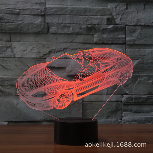 2025 Cross-border 3D Explosions Bedroom Atmosphere Adjustment sports car 4 Bedside Touch Remote Control Gradient Table Nightlight
