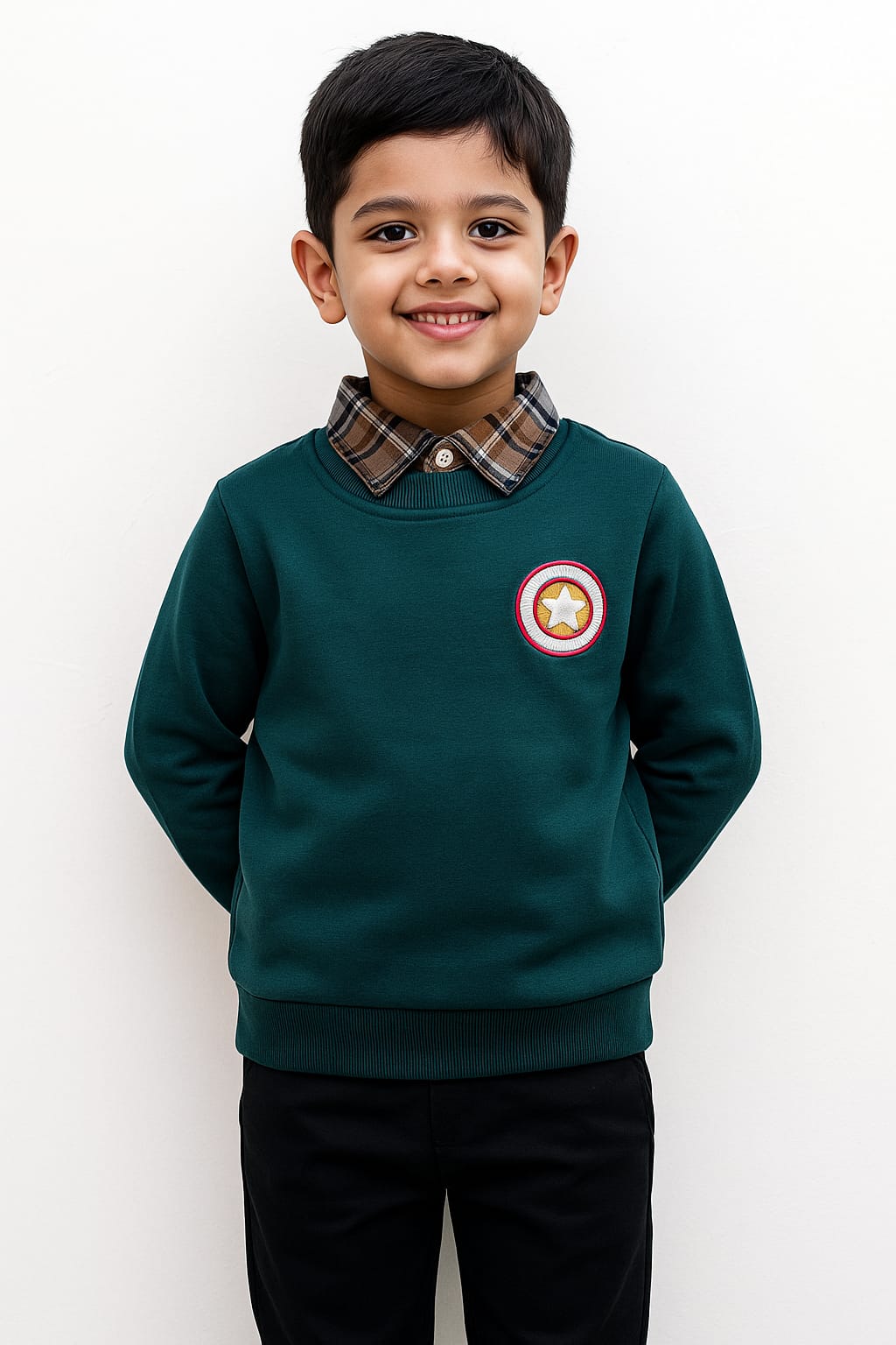 Kids Green Double Sweatshirt - Warm Cotton Fleece Winter Wear | Urban Buy