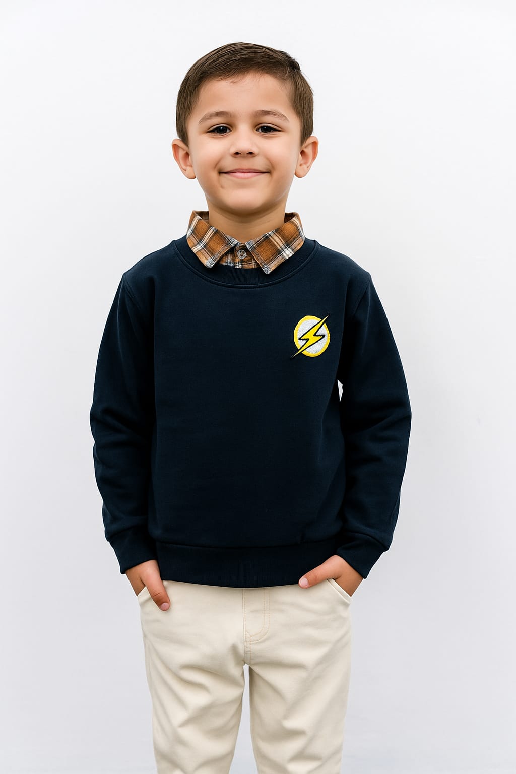 Kids Black Double Sweatshirt - Warm Cotton Fleece Winter Wear | Urban Buy