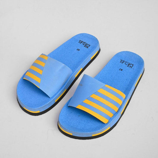 Black Camel Line Style Slide Sandals Blue Men's Trendy Comfortable Lightweight PU Leather Slippers Urban Buy Mall Pakistan Online Shopping Best Price Quality Footwear Fashion 2025 Latest Design Affordable Premium Casual Slides Shoes
