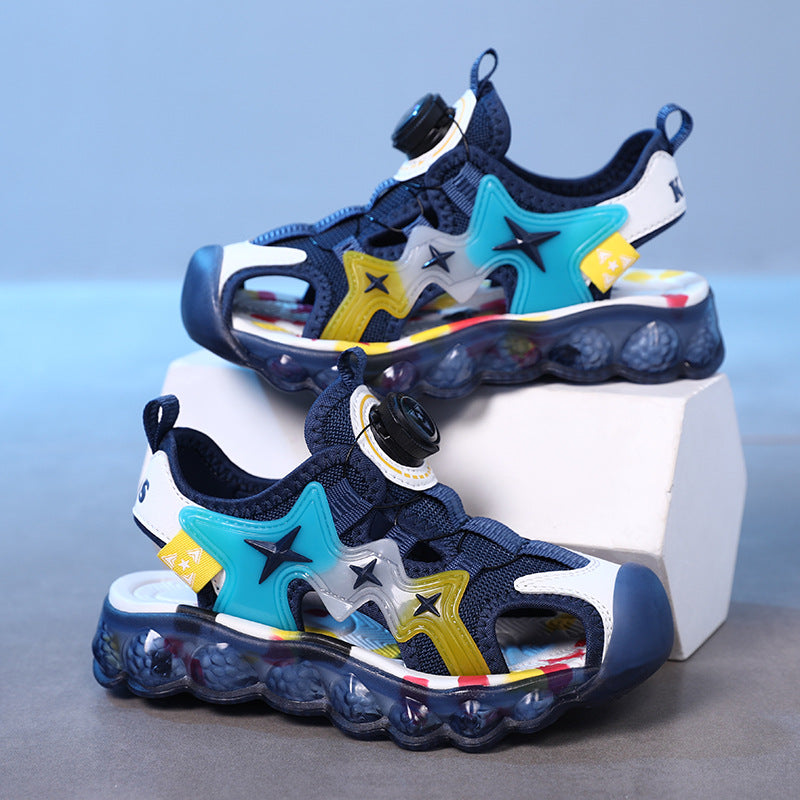 Children's Sports Sandals Summer New Toe Sandals Breathable Soft Sole Beach Shoes for Boys and Girls Swivel Button Sandals - Urban Buy Mall