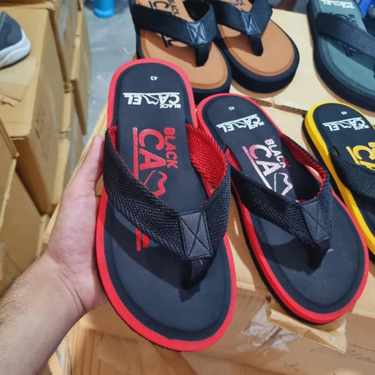 Strider Men's Casual Flip Flops Black & Red - Lightweight EVA Slippers | Comfortable Beach & Pool Footwear | Durable Non-Slip Sole | Perfect for Summer, Daily Wear & Outdoor Activities | Stylish Two-Tone Design | Urban Buy Mall