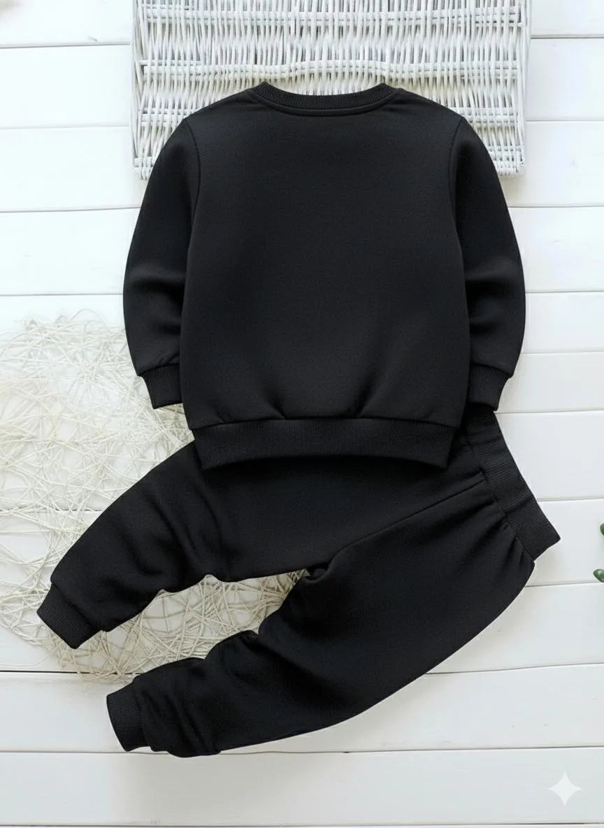 2-Piece Boy's Printed Fleece Tracksuit - Warm Winter Sweatshirt Set | Urban Buy