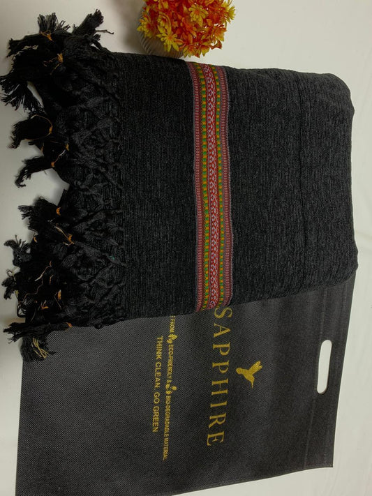 Men's Premium Velvet Embroidered Border Shawl 3 Yards Elegant Grey Winter Shawl Soft Warm Luxury Fabric for Formal Occasions Weddings Events Traditional Pakistani Shawl High Quality Velvet Material Perfect for Cold Weather Sophisticated | Urban Buy Mall