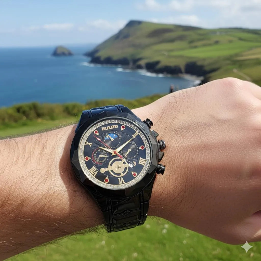 IRADD Men's Black Tone Multifunction Quartz Watch - Urban Buy Mall