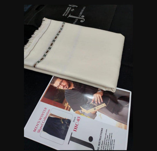 Men's Premium 100% Wool Plain Shawl 3 Yards Classic Black Winter Shawl Soft Warm Luxury Fabric for Cold Weather Traditional Pakistani Shawl High Quality Woolen Material Perfect for Formal Casual Occasions Comfortable Winter Essential | Urban Buy Mall