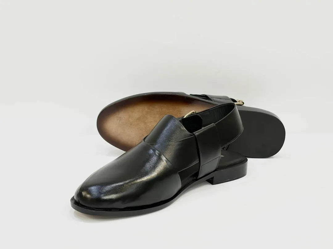 Men's Leather Plain Peshawari Chappal