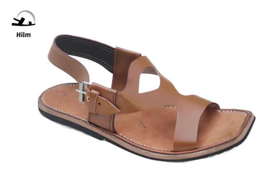 Kohati Chappal Gents Genuine PU Leather Peshawari Sandal Rg26 - Traditional Kohat Style Men's Footwear - Mustard Color - Sizes 7-12 Available - Fancy Plain Pattern - Durable Tyre Sole - Authentic Pakistani Chappal - Buy Online at Urban Buy Mall -