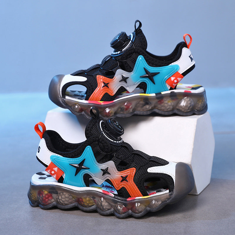 Children's Sports Sandals Summer New Toe Sandals Breathable Soft Sole Beach Shoes for Boys and Girls Swivel Button Sandals - Urban Buy Mall