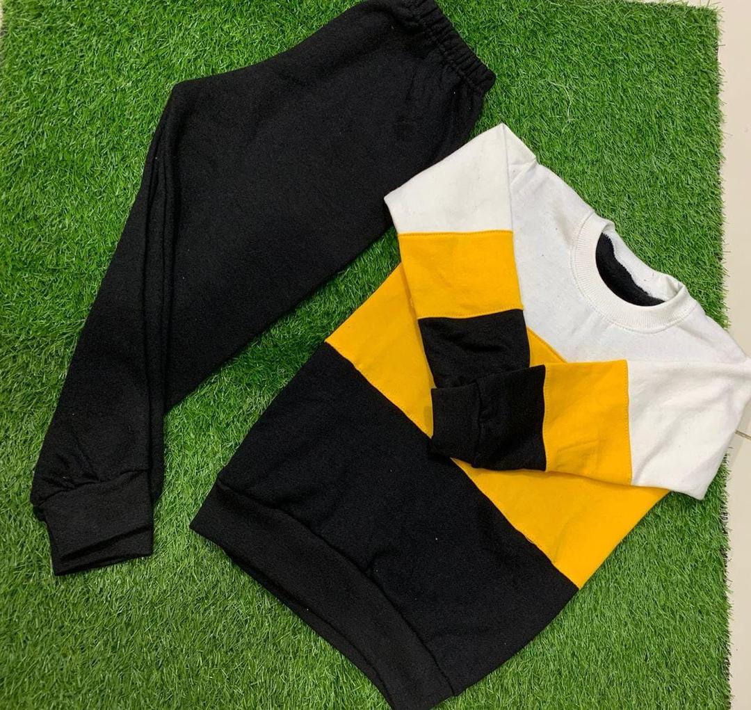 2-Piece Kids Plain Fleece Tracksuit - Warm Sweatshirt & Pants Set | Urban Buy