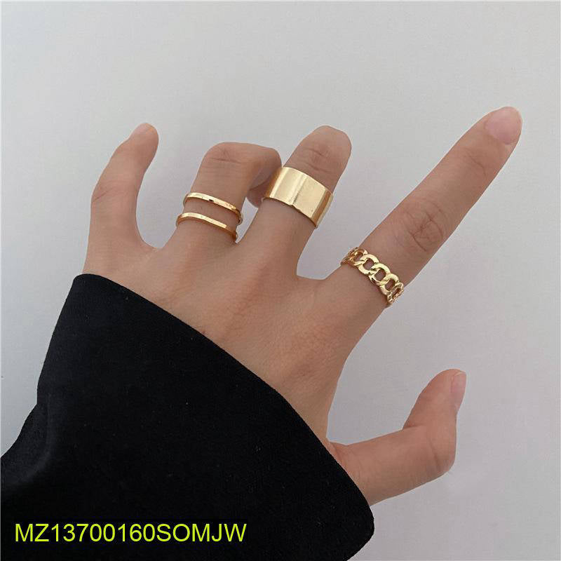 Alloy Gold Plated Dainty Plain Rings 3 Piece Set - Trendy Stylish | Urban Buy Mall