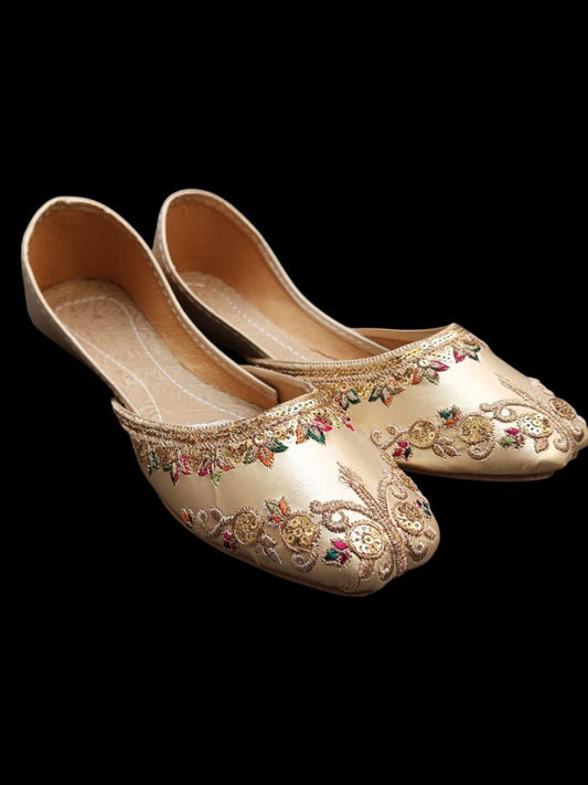 Buy Stylish Beige Velvet Women's Khussa with Elegant Thread Work - Traditional Pakistani Footwear | Casual Fancy Shoes for Women Sizes 5-10 | Handcrafted Embroidered Khussas Pakistan | Premium Quality Velvet Slippers | Perfect  Daily Wear Urban Buy Mall