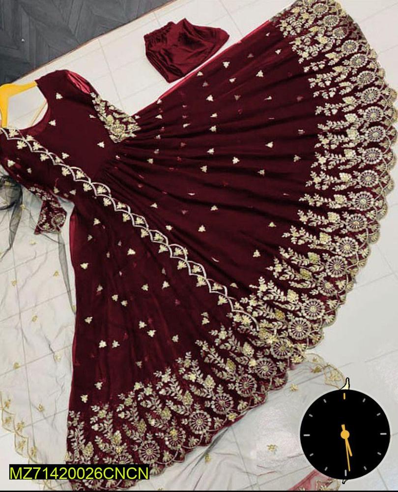 Women's 3-Piece Shamoz Silk Embroidered Maxi - Premium Pakistani Dress | Urban Buy