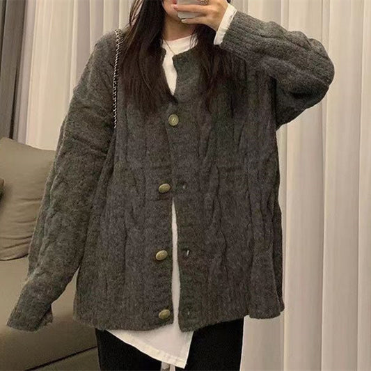 Vintage Twist Superior Knitwear Women's 25 Autumn and Winter Explosions Loose Lazy Wind Soft Waxy Long Sleeve Coat Sweater Thick