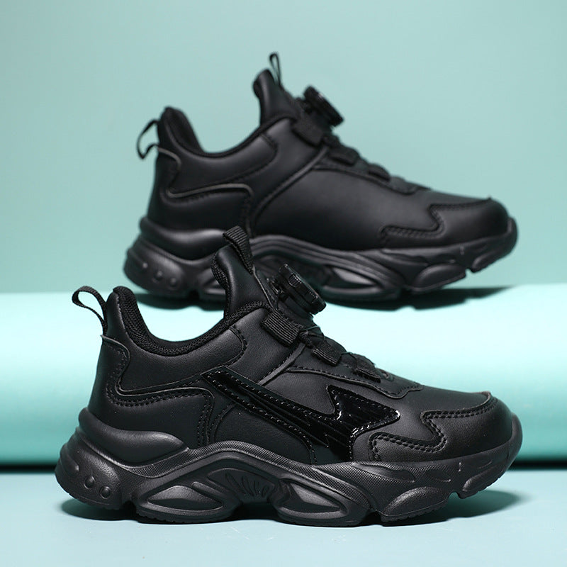 Children's white sneaker shoes for students and boys small white shoes with rotating buttons running shoes for girls & Boys -Urban Buy Mall