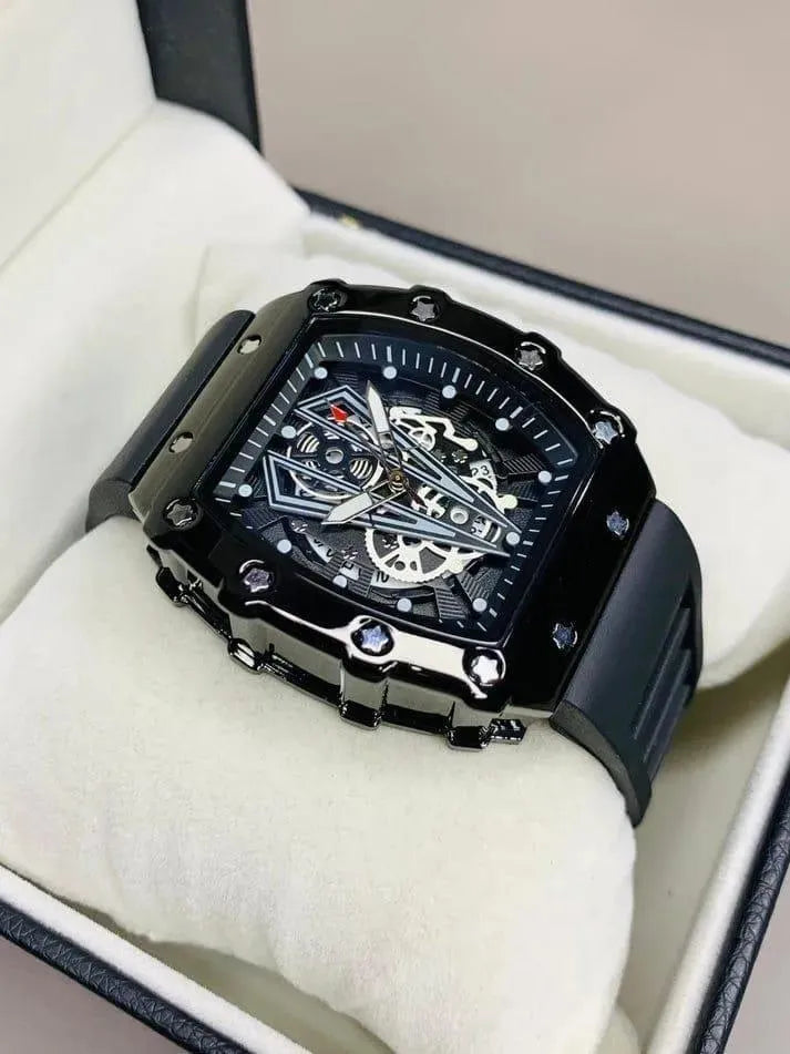 Richard Black Belt Skeleton Watch - Urban Buy Mall