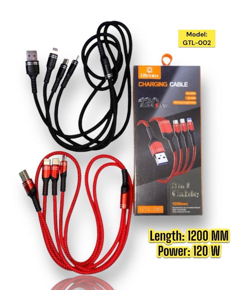 3 In 1 Mobile Charging Cable Black  Type-C Micro Lightning Connector | Urban Buy Mall