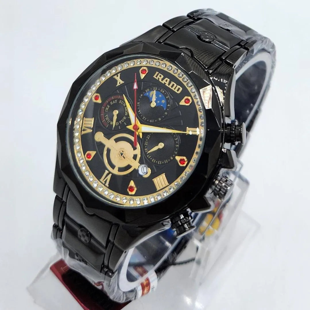 IRADD Men's Black Tone Multifunction Quartz Watch - Urban Buy Mall