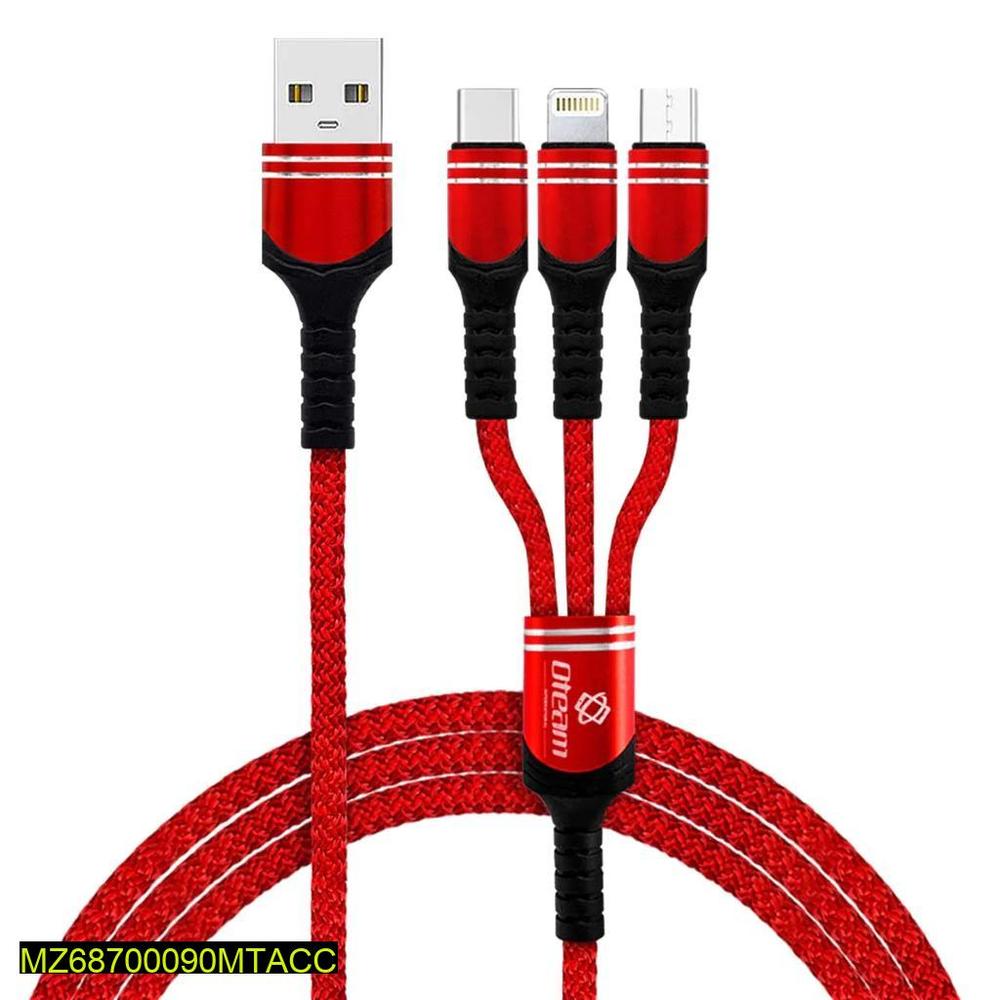 3 In 1 Mobile Charging Cable Black  Type-C Micro Lightning Connector | Urban Buy Mall