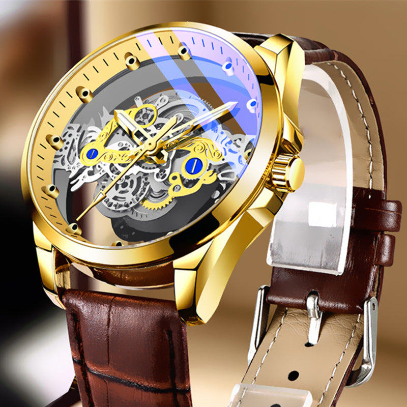 ⚠️ Advance Payment Only ⚠️ Premium Double-Sided Hollow Transparent Men's Watch - Waterproof Luminous Business Watch - Red Skeleton Mechanical Timepiece - Luxury Automatic Watch - TikTok Trending - Urban Buy Mall Pakistan