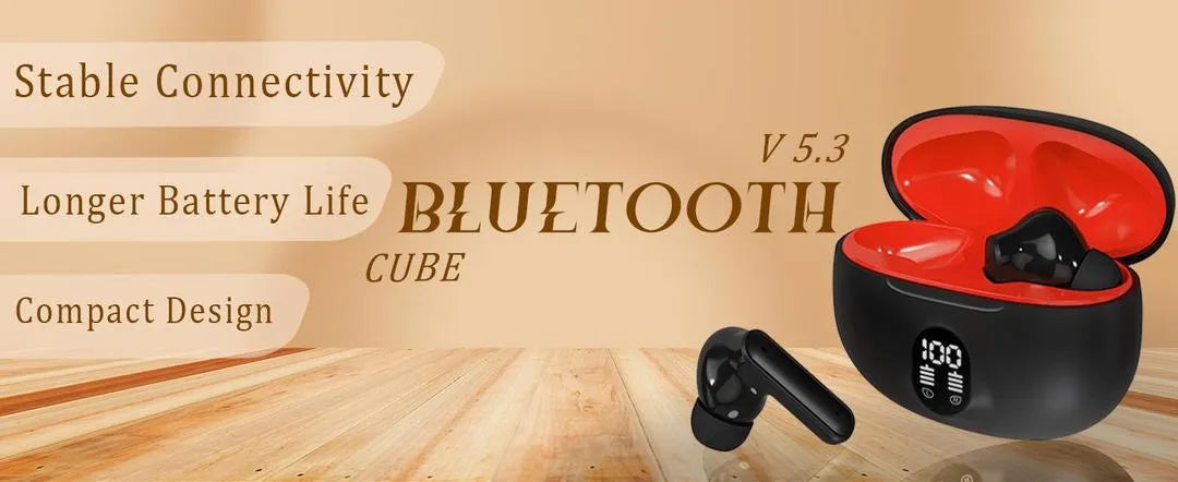 Wireless Earbuds with LED Display - High-Quality True Stereo Headphones RED