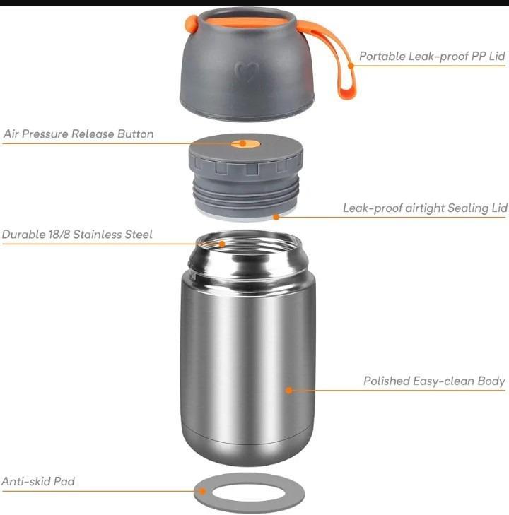 Hot And Cool High Quality Steel Water And Soup Bottle With Spoon