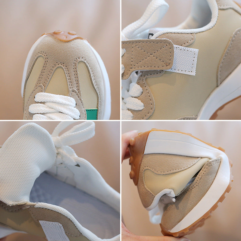 Children's Sports Shoes 2025 Spring & Fall New White Girls' Casual Shoes Korean Style Lace-Up Thick-Soled Boys' Dad Shoes | Urban Buy Mall