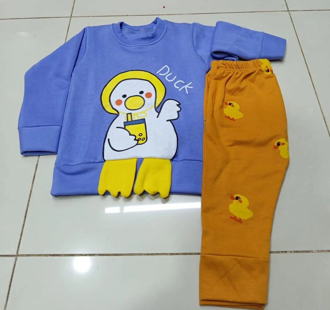 2-Piece Girl's Fleece Printed Tracksuit - Warm Winter Sweatshirt Set | Urban Buy