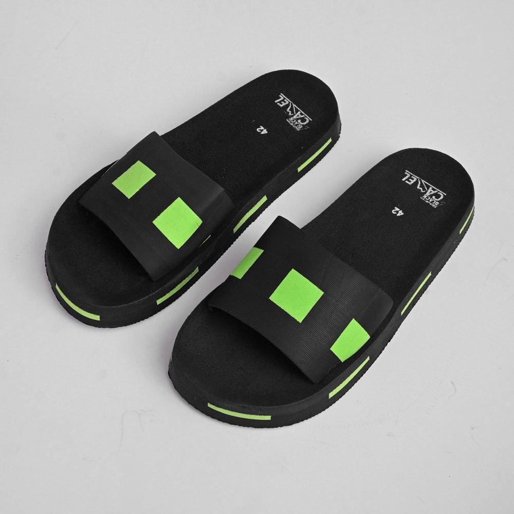 Black Camel Box Style Slides Green - Urban Buy Mall