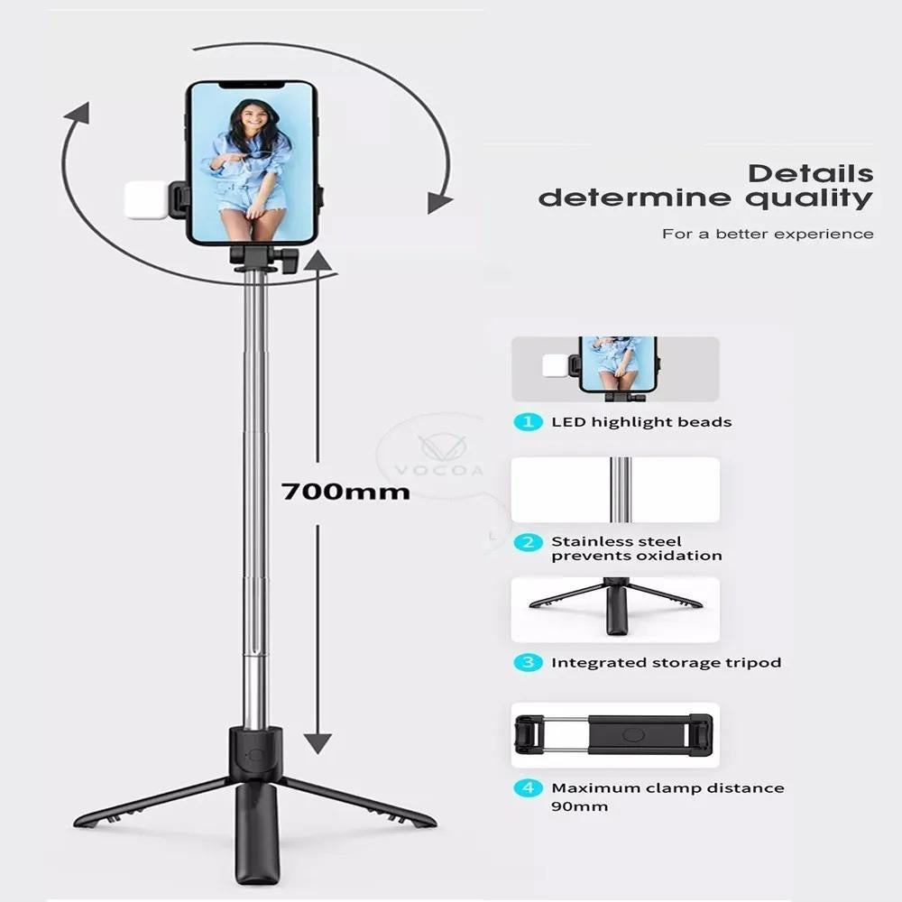 Selfie Stick With LED Light Mini Tripod Stand-Urban Buy