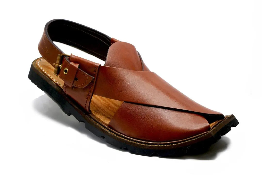 Men's PU Leather Plain Peshawari Chappal