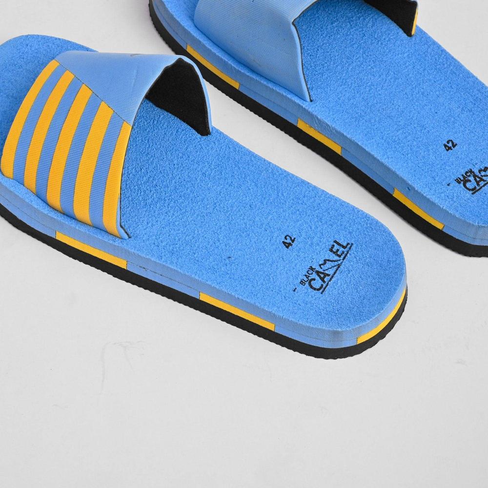 Black Camel Line Style Slide Sandals Blue Men's Trendy Comfortable Urban Buy Mall