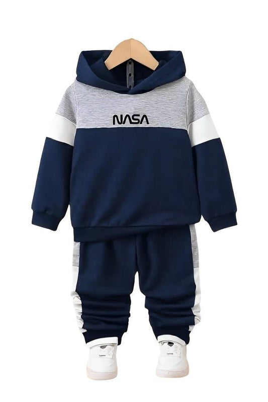 Boy's NASA Fleece Printed Hoodie Tracksuit - Premium Winter Wear for Kids | Comfortable 2-Piece Set | Sizes 1-12 Years | Warm Fleece Fabric | Stylish Blue Design | Perfect for Casual & Outdoor Activities | Affordable Quality Clothing | Shop Now