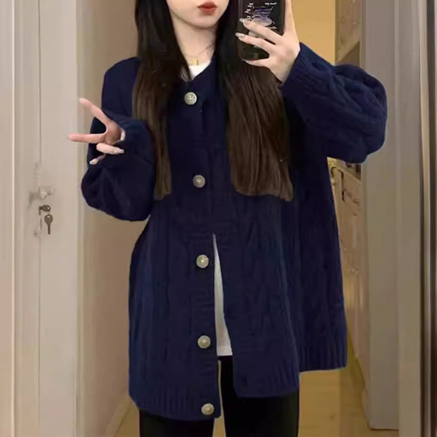 Vintage Twist Superior Knitwear Women's 25 Autumn and Winter Explosions Loose Lazy Wind Soft Waxy Long Sleeve Coat Sweater Thick