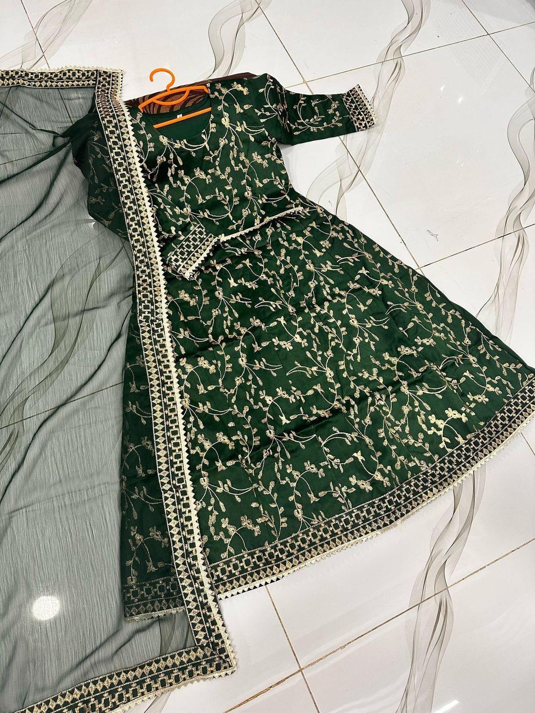 Girl's Raw Silk Embroidered Shirt & Skirt Set - 3 Piece Ensemble | Urban Buy