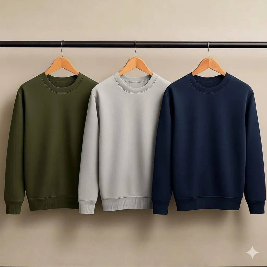 Bundle of 3 Decent Plain Sweatshirts for Men - Urban buy Mall