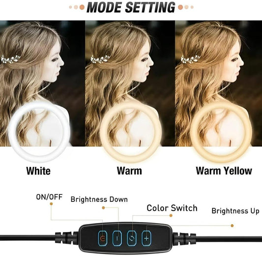 LED Ring Light with Metal Tripod Stand & Mobile Holder - Multicolor Lighting - 3 Pieces Urban Buy Accessories