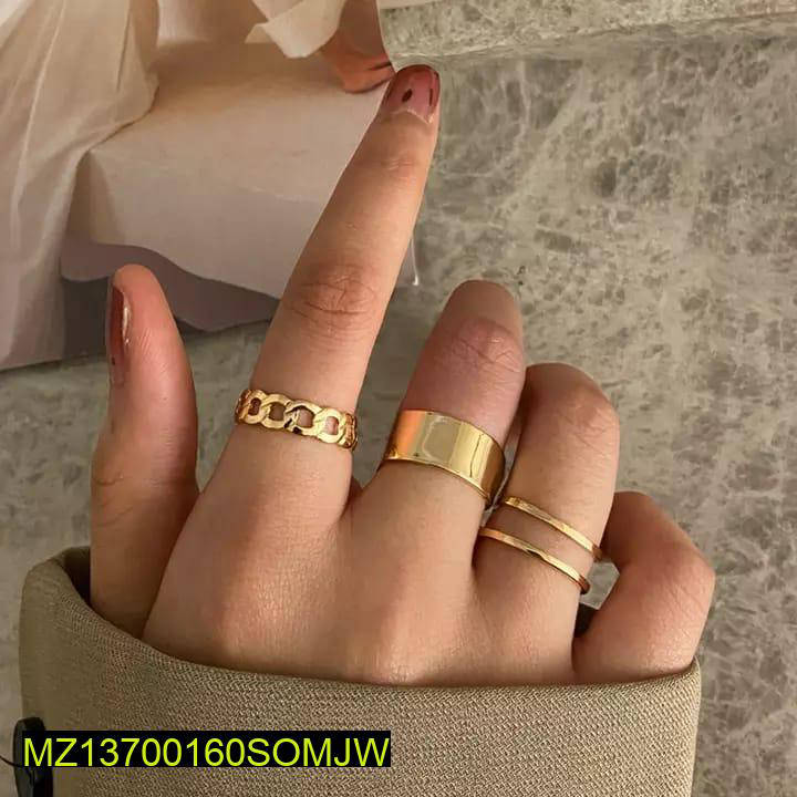 Alloy Gold Plated Dainty Plain Rings 3 Piece Set - Trendy Stylish | Urban Buy Mall