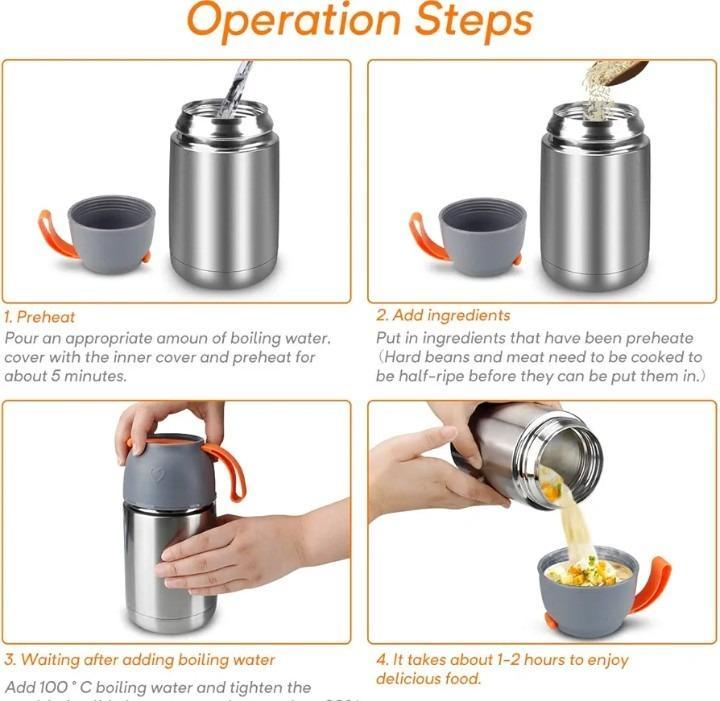 Hot And Cool High Quality Steel Water And Soup Bottle With Spoon