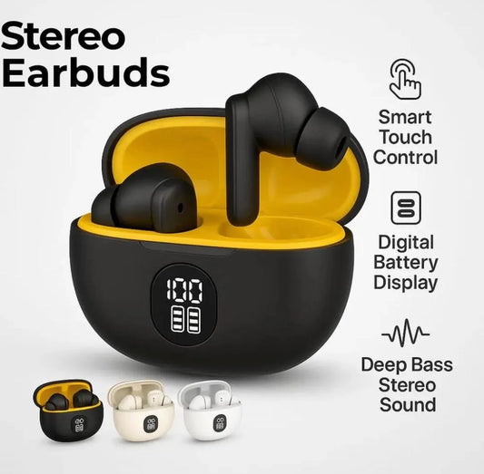 TWS 895B Wireless Stereo Earbuds Bluetooth 5.3 | Long Battery Life Smart Touch Controls | Fast Charging Earphones for Android | Premium ABS Plastic Design | Crystal Clear Voice Quality | Comfortable All-Day Wear | Black & White  | Urban Buy Mall