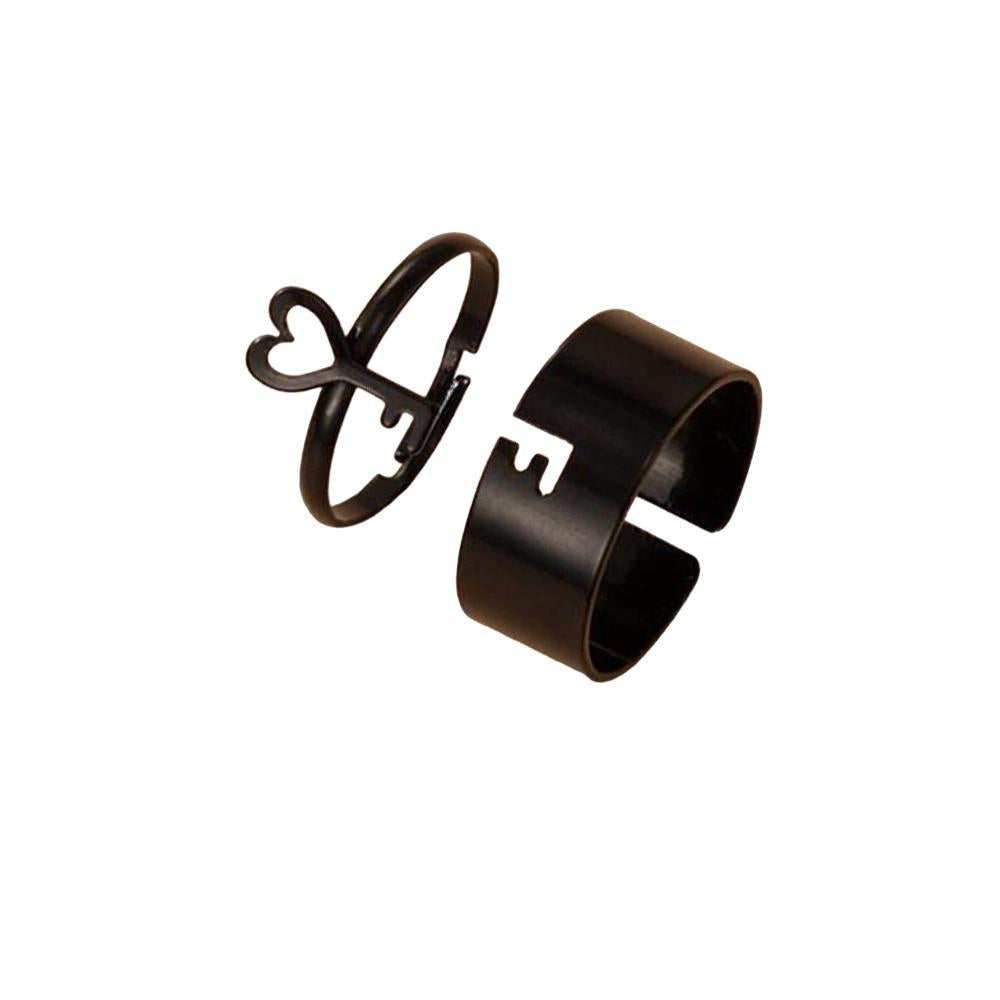 Trendy Lock And Key Shaped Couple's Ring Black - 2 Piece Matching Set | Urban Buy Mall