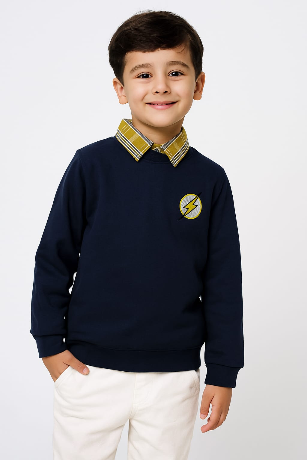 Kids Black Double Sweatshirt - Warm Cotton Fleece Winter Wear | Urban Buy