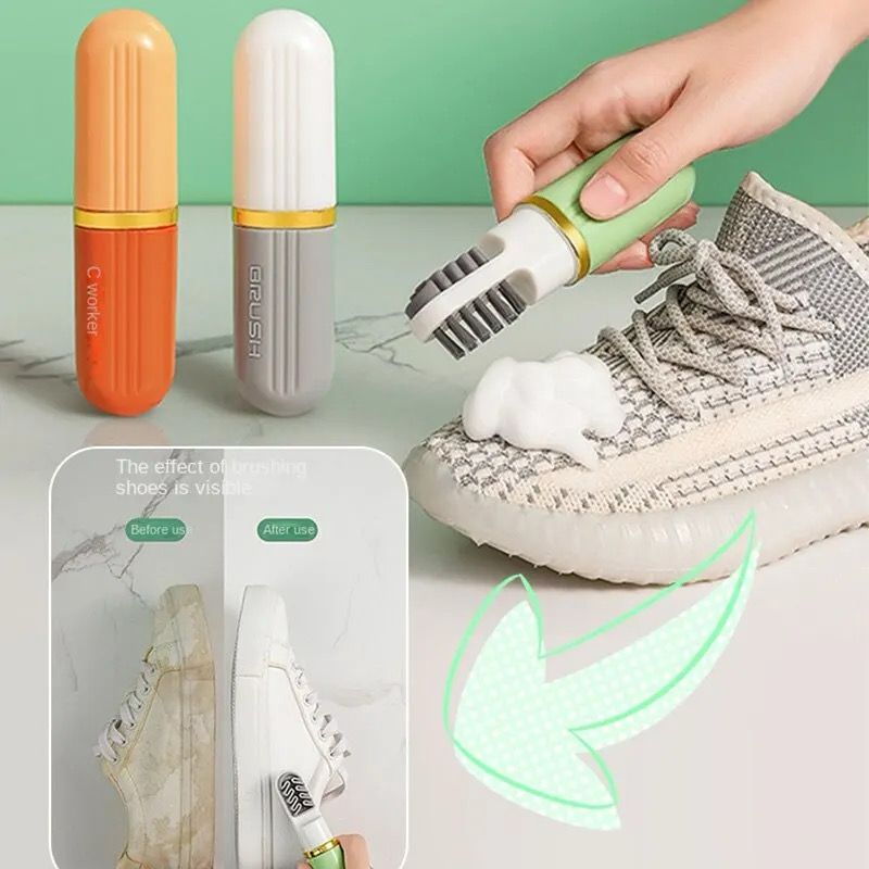 3-in-1 Shoe Brush with Dispensing Bottles - Cleaning Tool Kit | Urban Buy