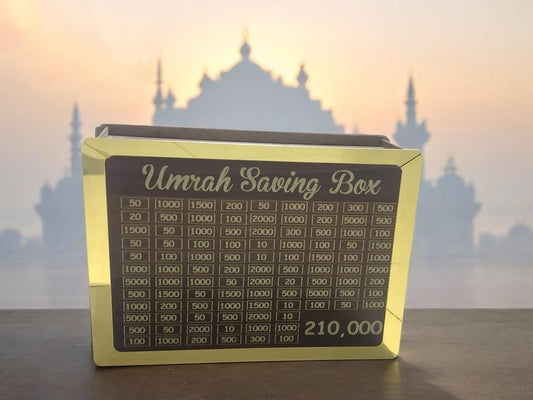 Umrah Saving Box
Wooden Umrah Saving Box - 280 Days Savings Plan -