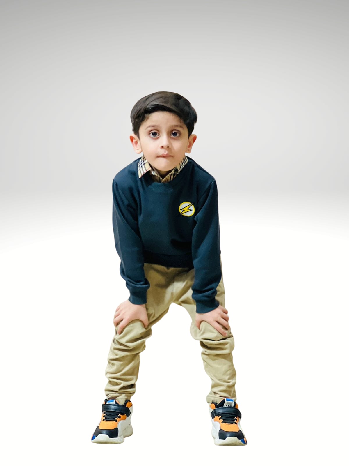 Kids Gray Double Cotton Fleece Sweatshirt - Warm Winter Pullover