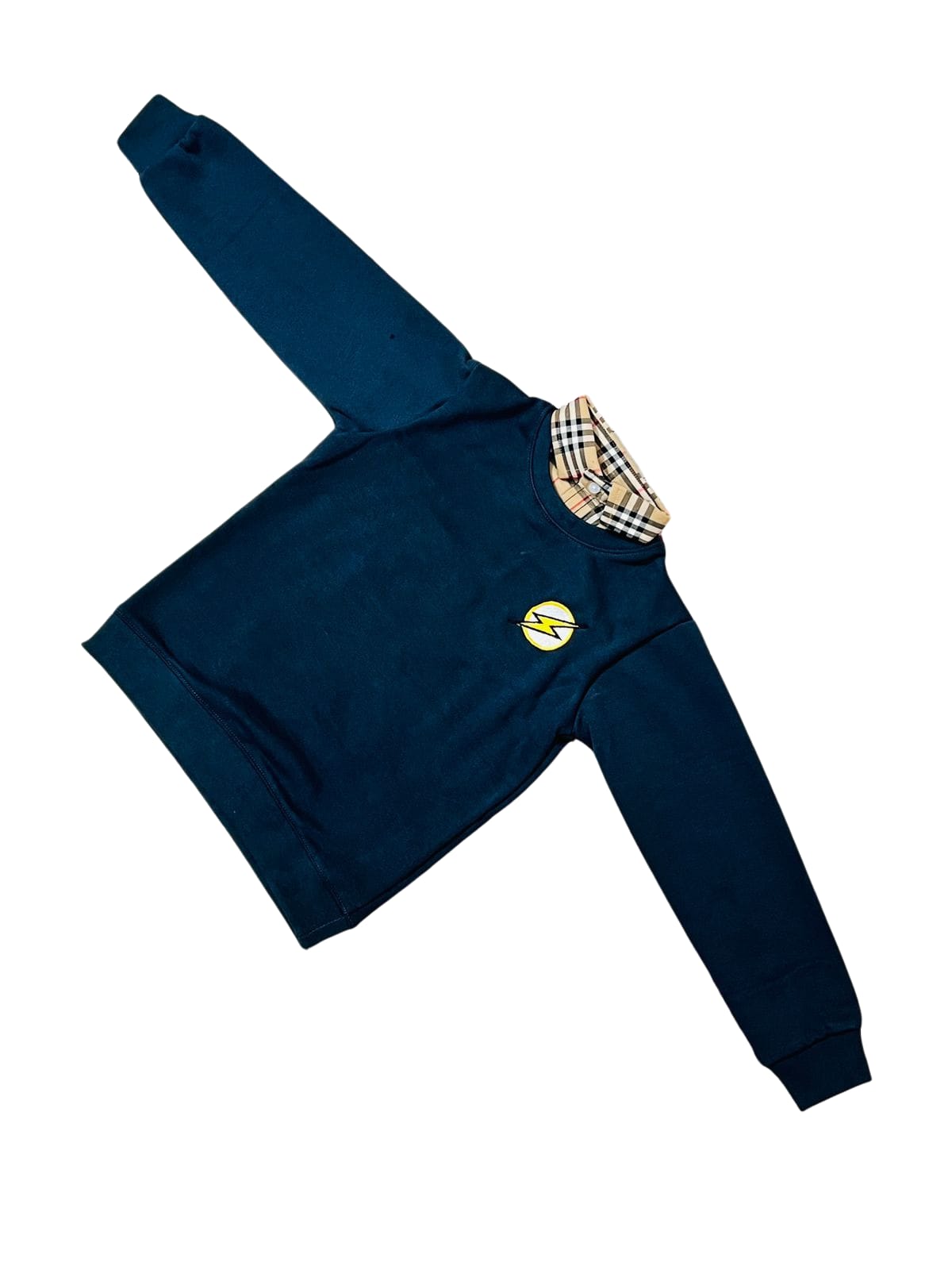 Kids Gray Double Cotton Fleece Sweatshirt - Warm Winter Pullover